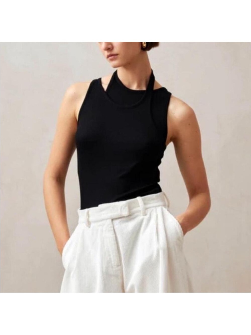 Frankie Shop Black High-Neck Tank Top